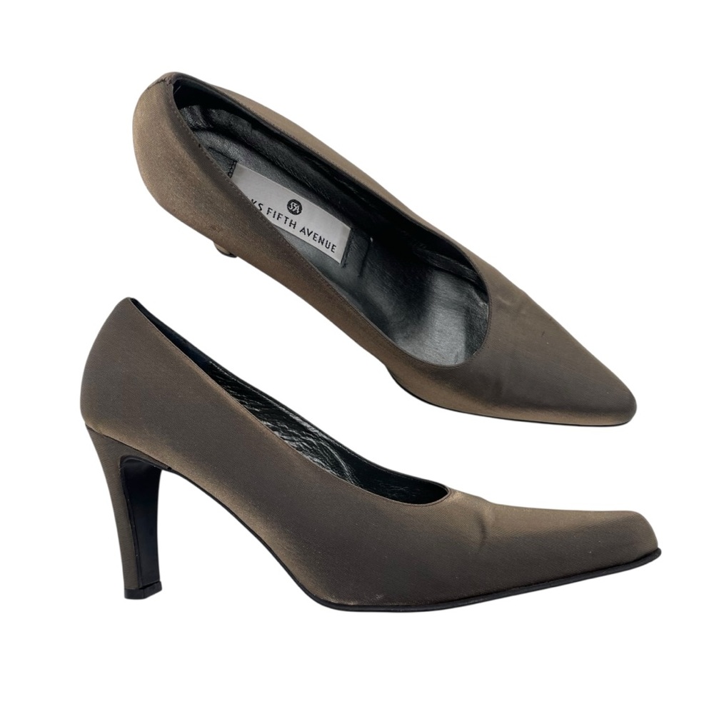 Vintage 90s Y2K Saks Fifth Avenue Heels Iridescent Taupe Brown Women's Size 9